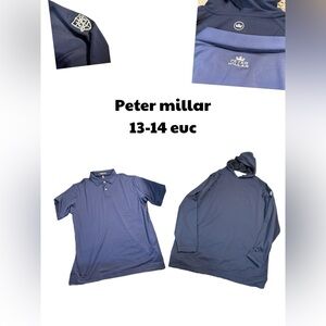 Peter millar boys 13-14 shirt bundle blue polo & hoodie